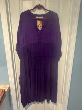 NWT LOTUS TRADERS SIZE OS BELL SLEEVE A-LINE TIERED MIDI DRESS